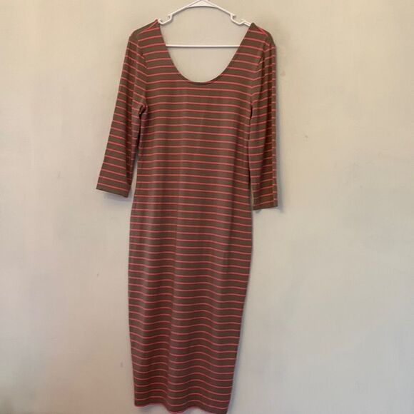 APT 9 tan pink tee shirt dress with 3/4 length sleeves Size M NWT - Picture 1 of 7